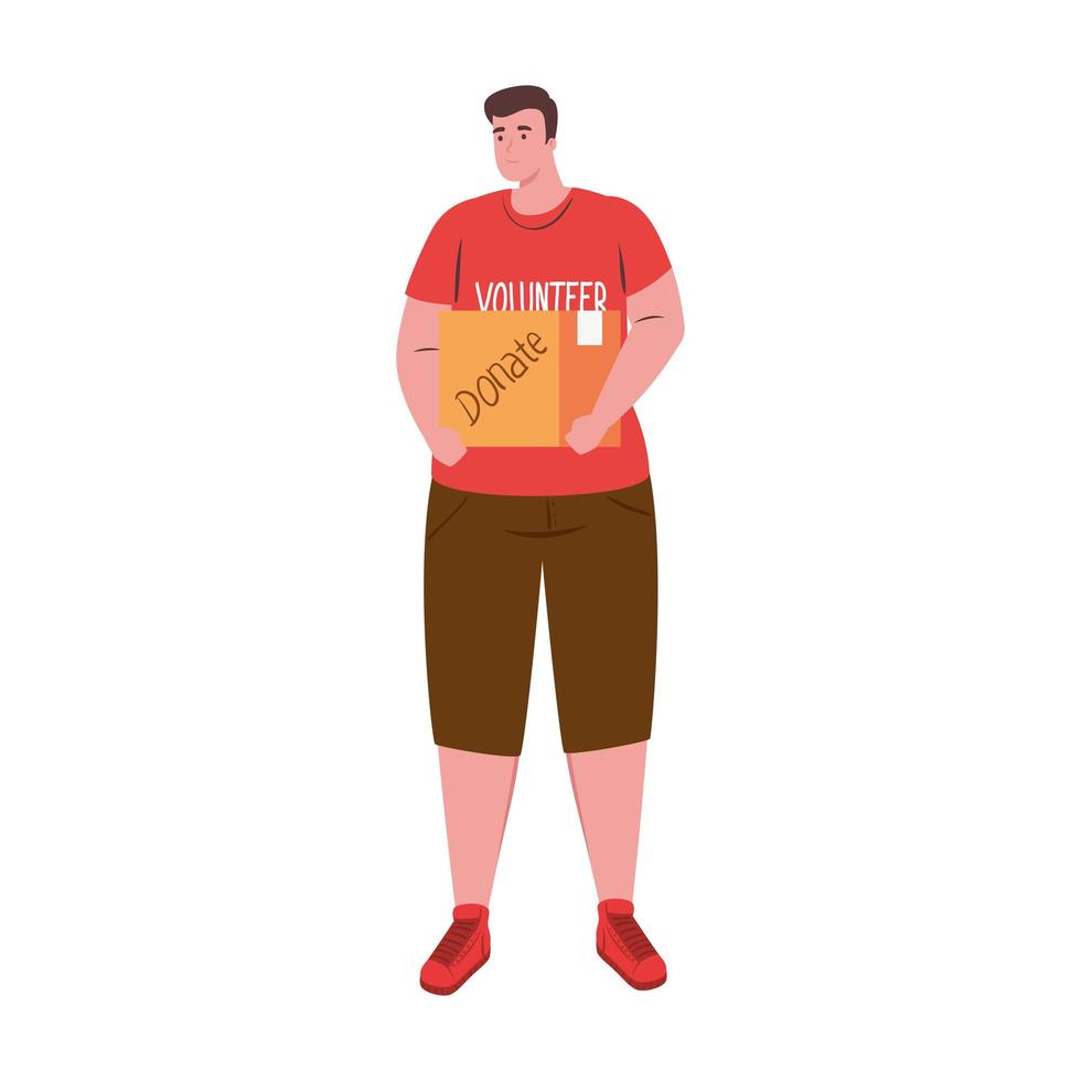 volunteer man with donate box vector design