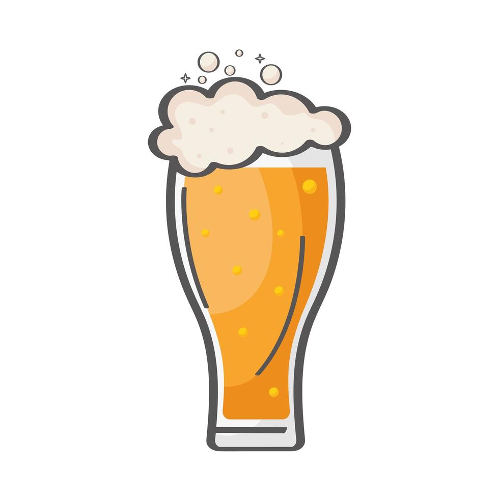 glass cup with foamy beer vector