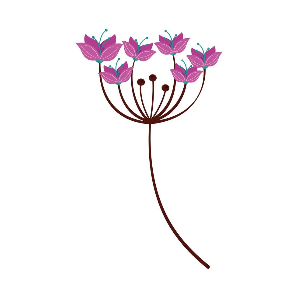 branch with cute purple flower vector