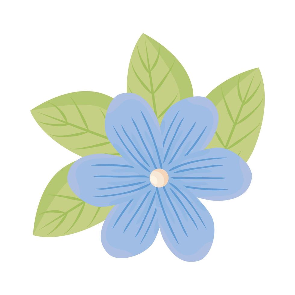 flor azul con hojas de diseño vectorial vector