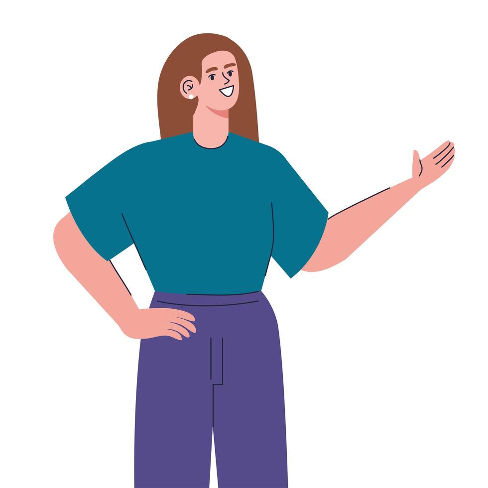 woman with hand pointing gesture vector