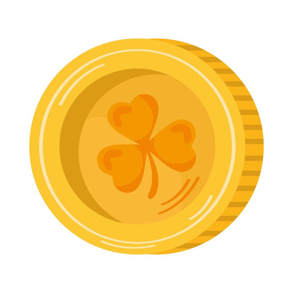 golden coin with clover vector