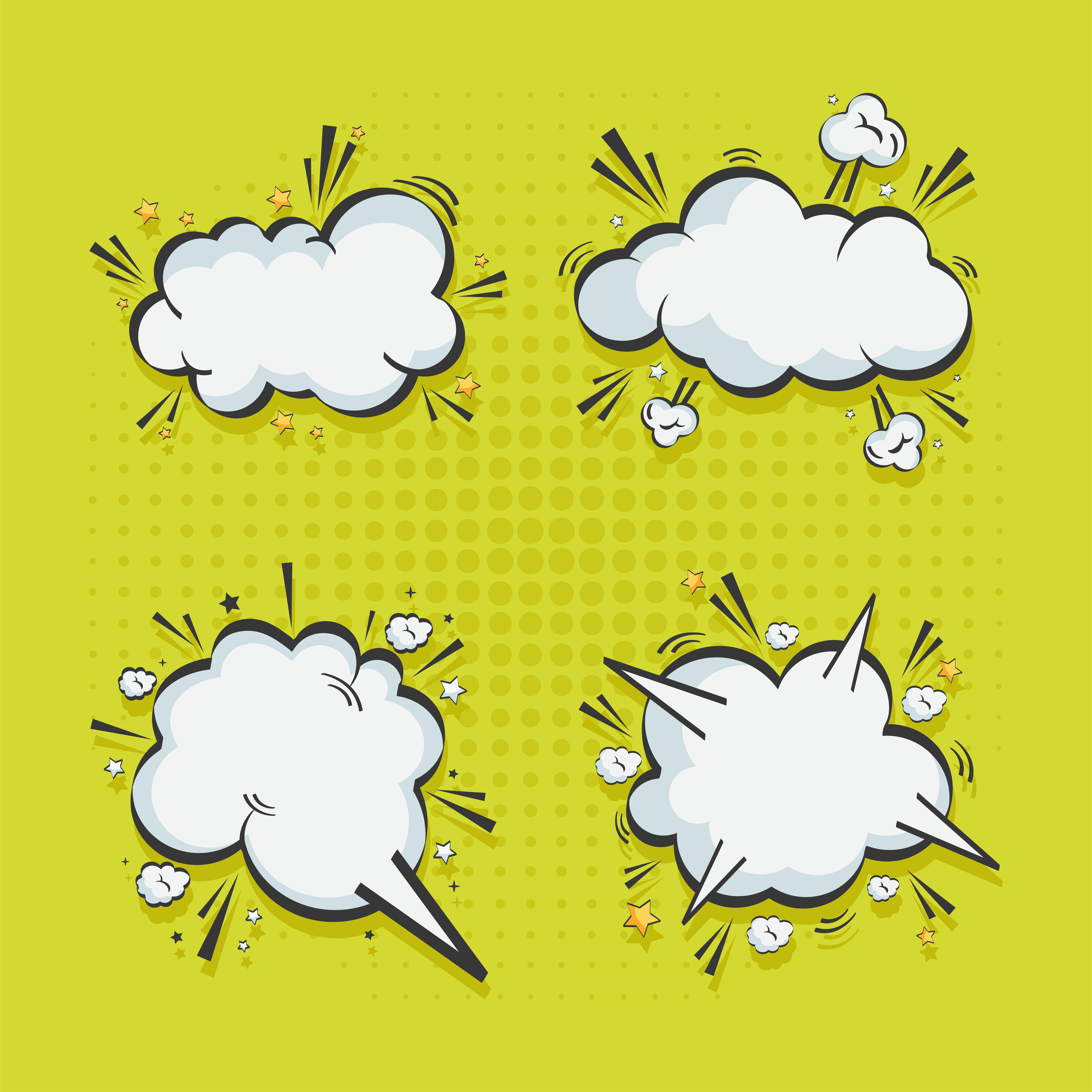 pop art discussion cloud icon set 6166678 Vector Art at Vecteezy