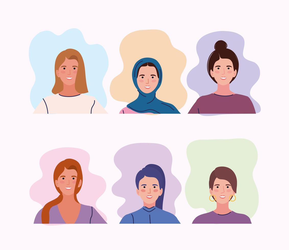 paquete de iconos con mujeres vector