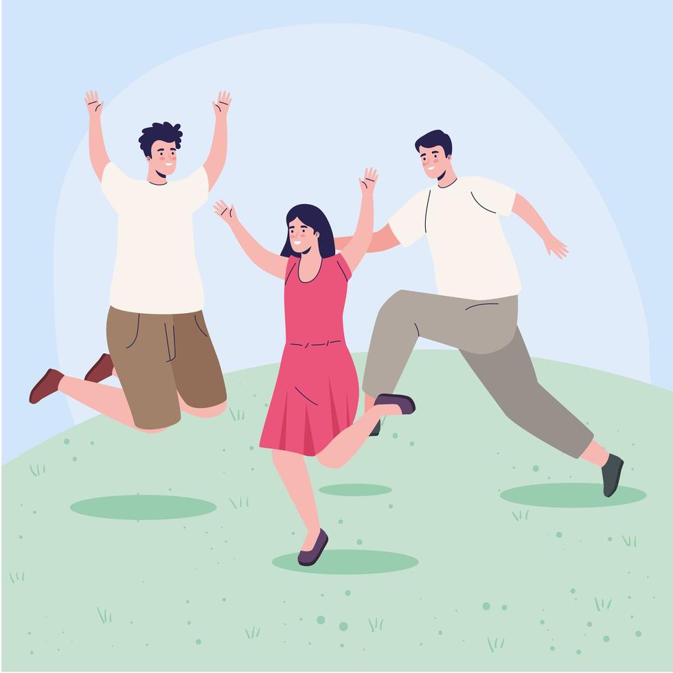 people floating and jumping vector