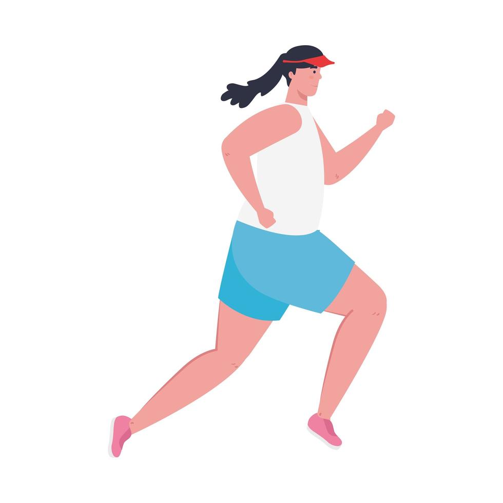 woman running, woman in sportswear jogging, female athlete on white background vector