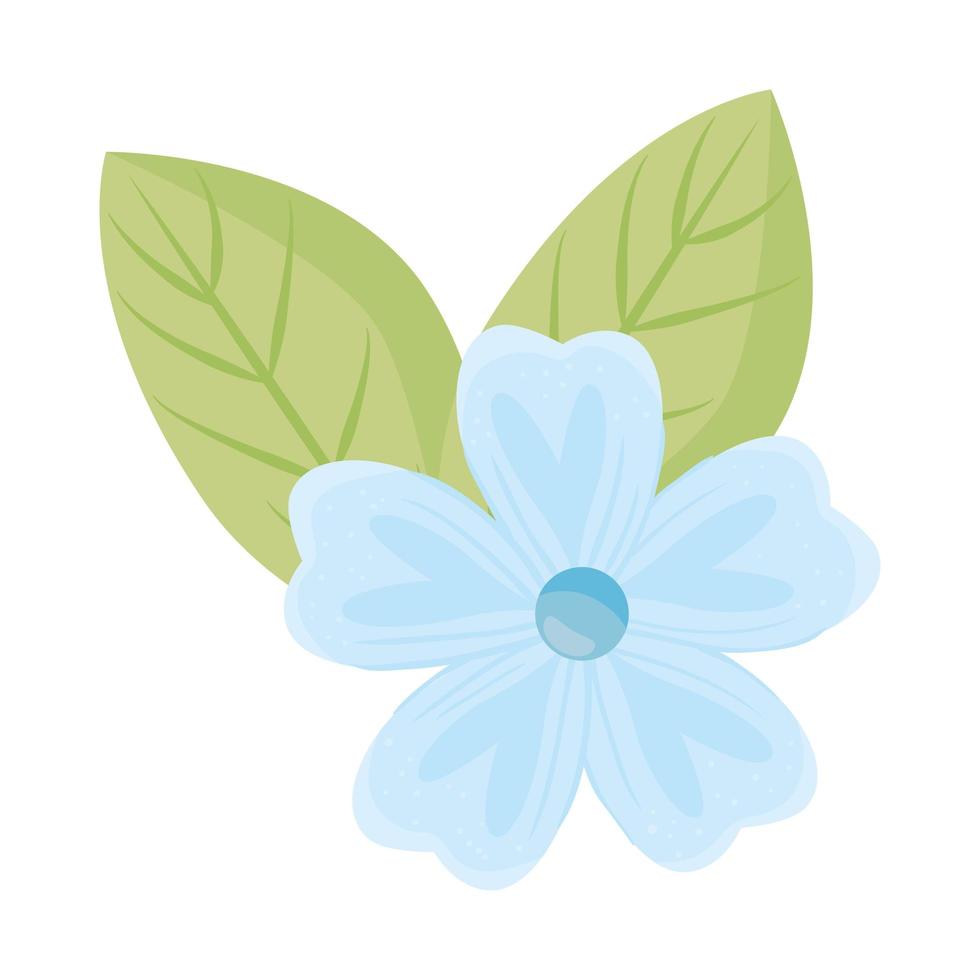 flor azul con hojas de diseño vectorial vector