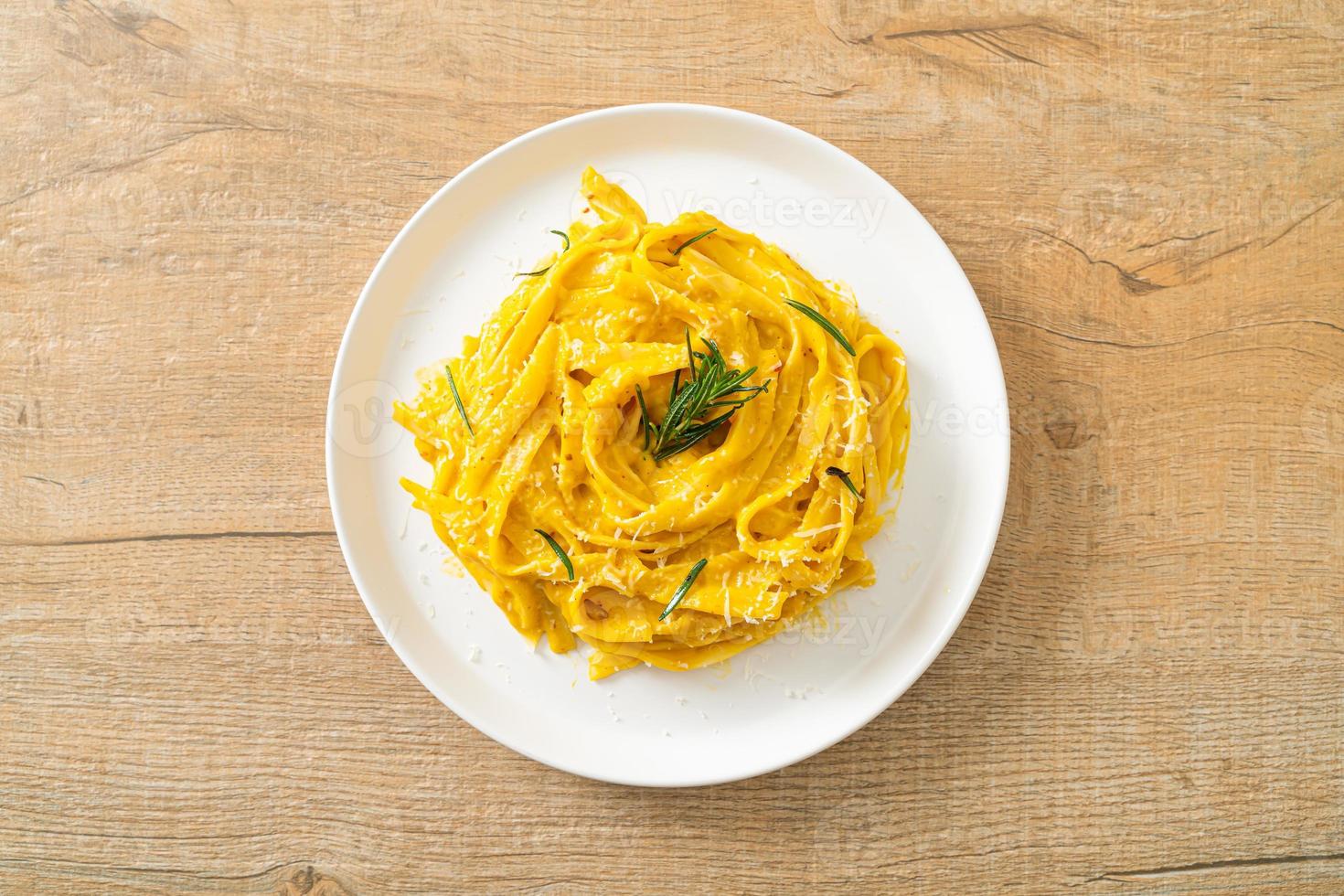fettuccine pasta with butternut pumpkin creamy sauce photo
