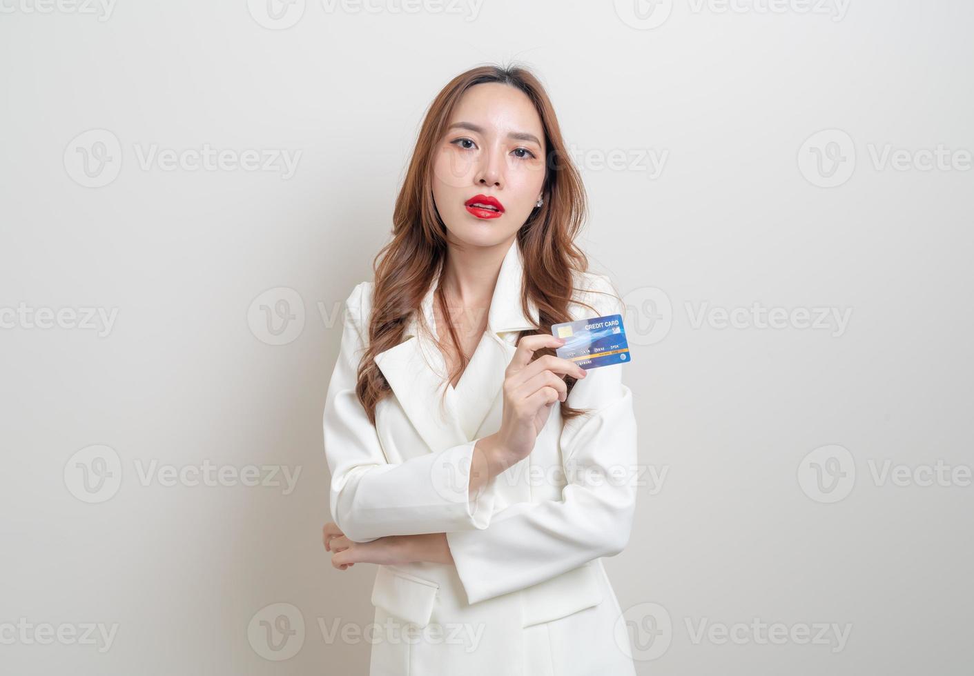portrait beautiful Asian woman holding credit card photo