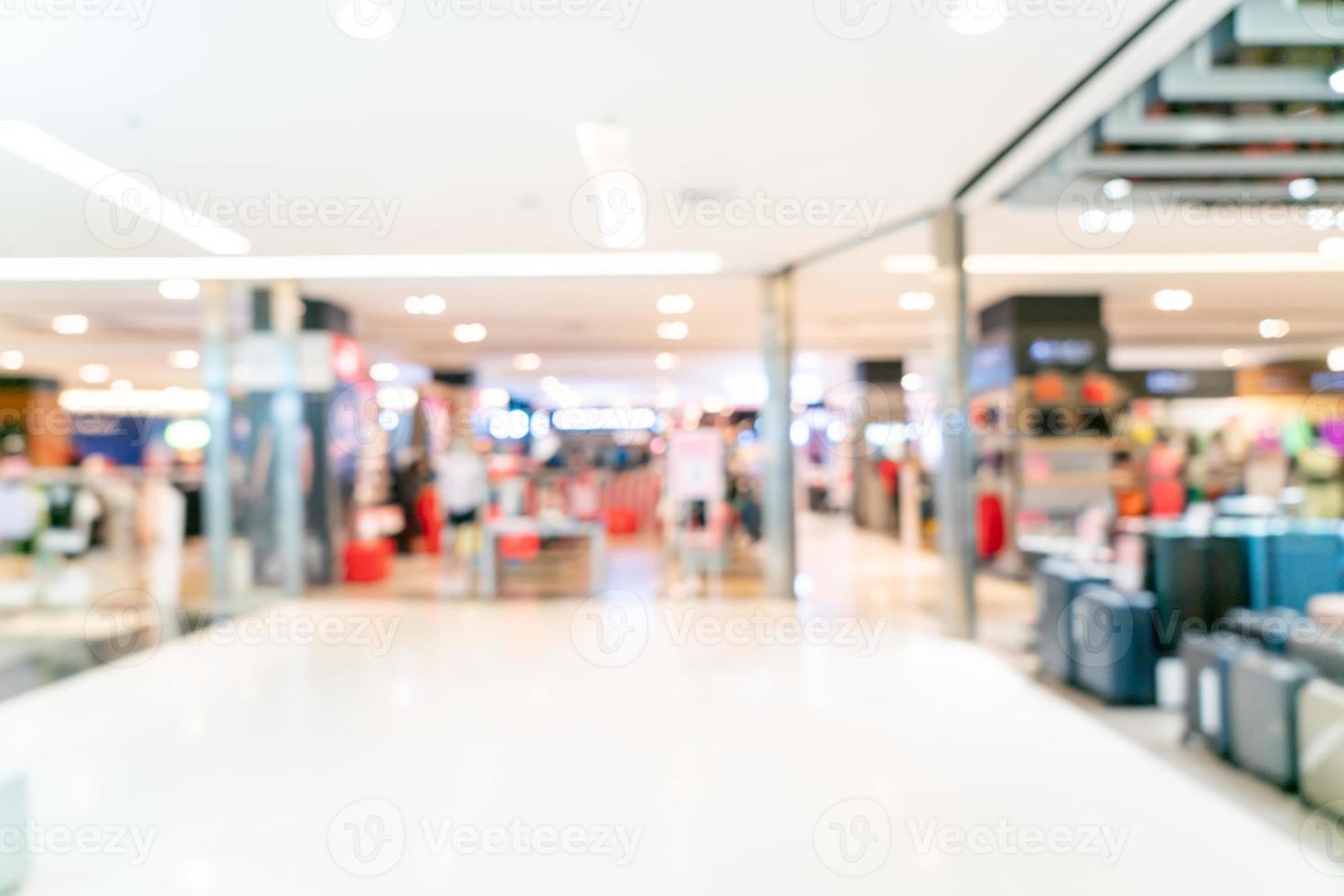 Tienda de desenfoque abstracto y tienda minorista en el centro comercial foto