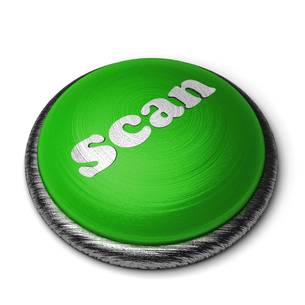 scan word on green button isolated on white photo