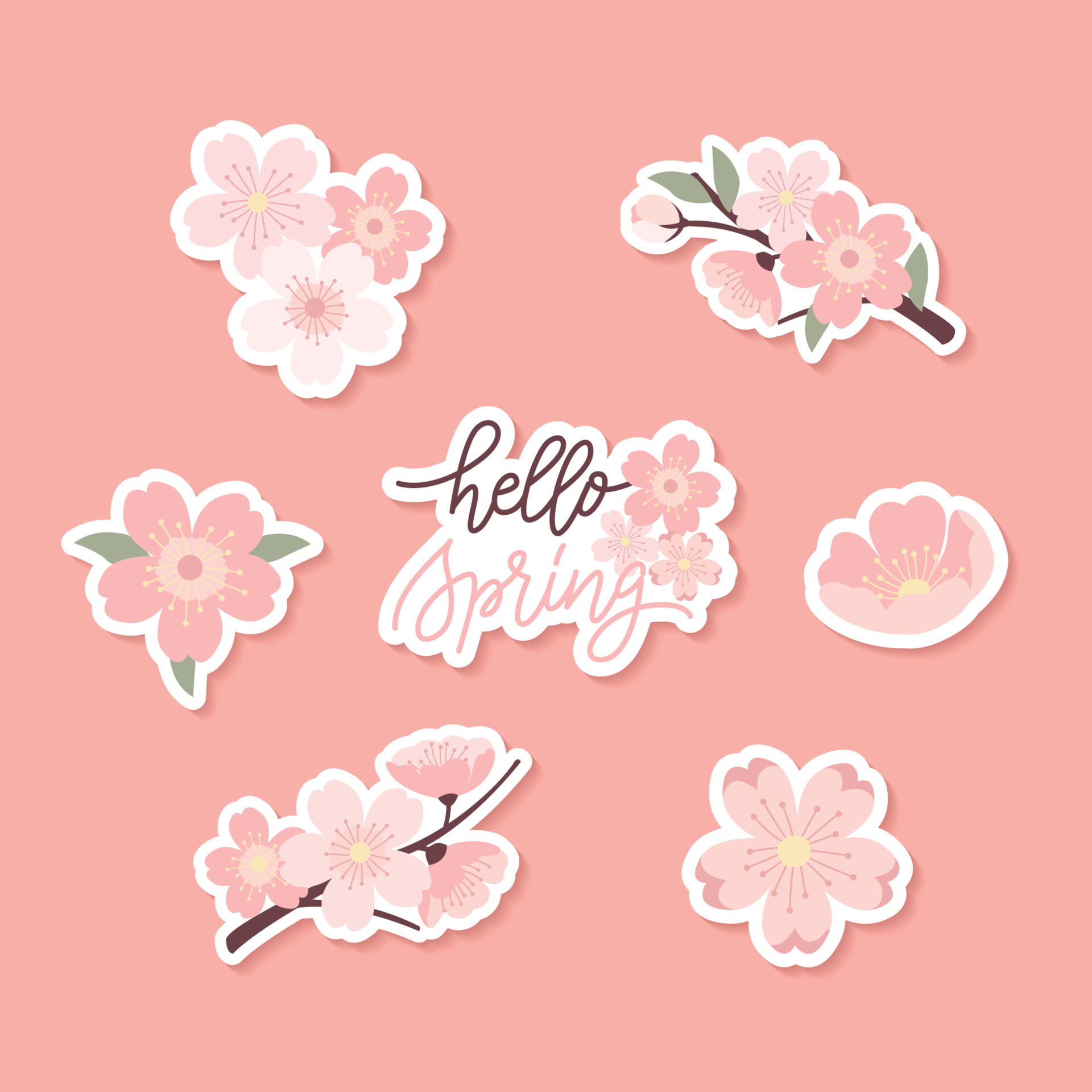 Cute Cherry Blossom Sticker Pack 6169556 Vector Art at Vecteezy