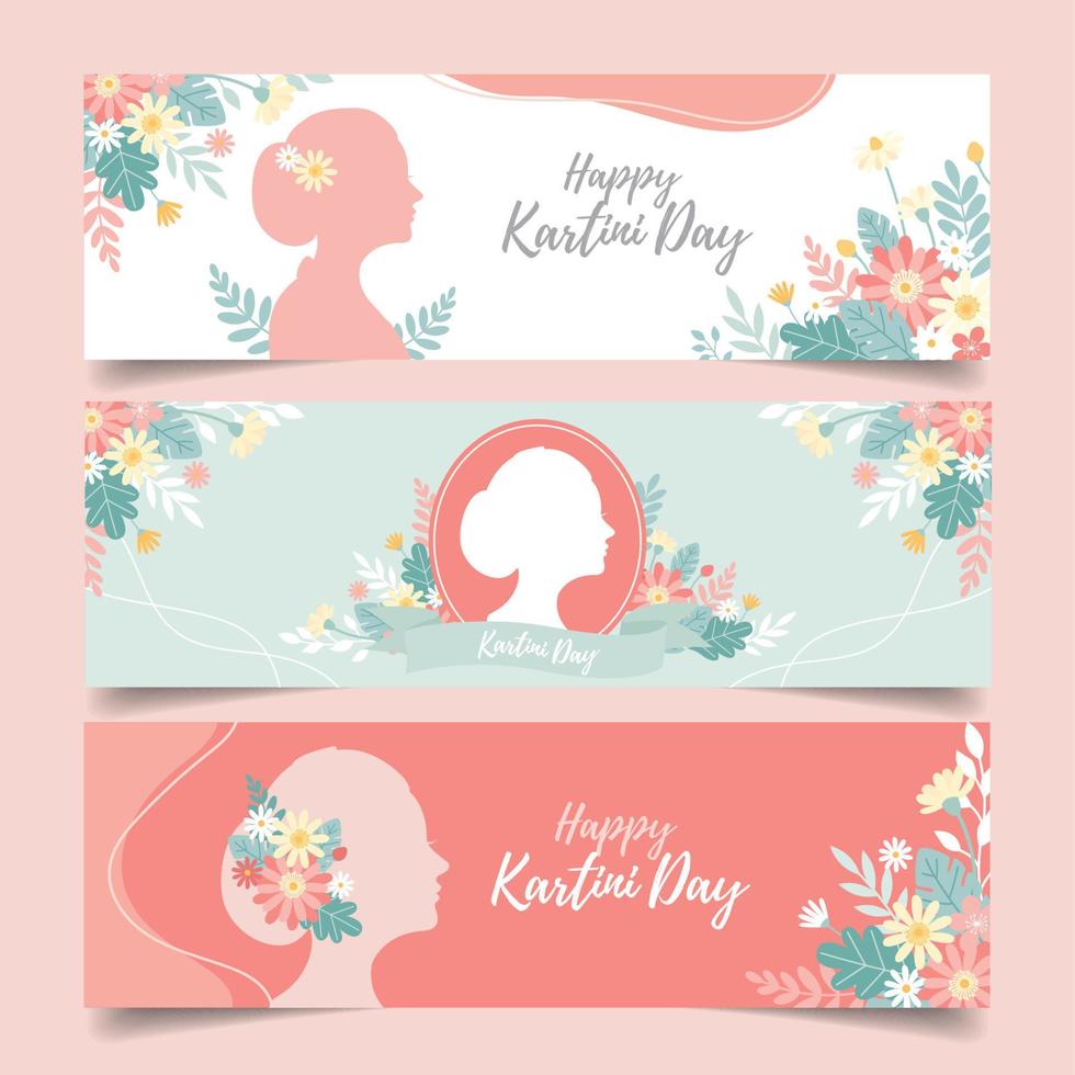 plantilla de banner de feliz día de kartini vector