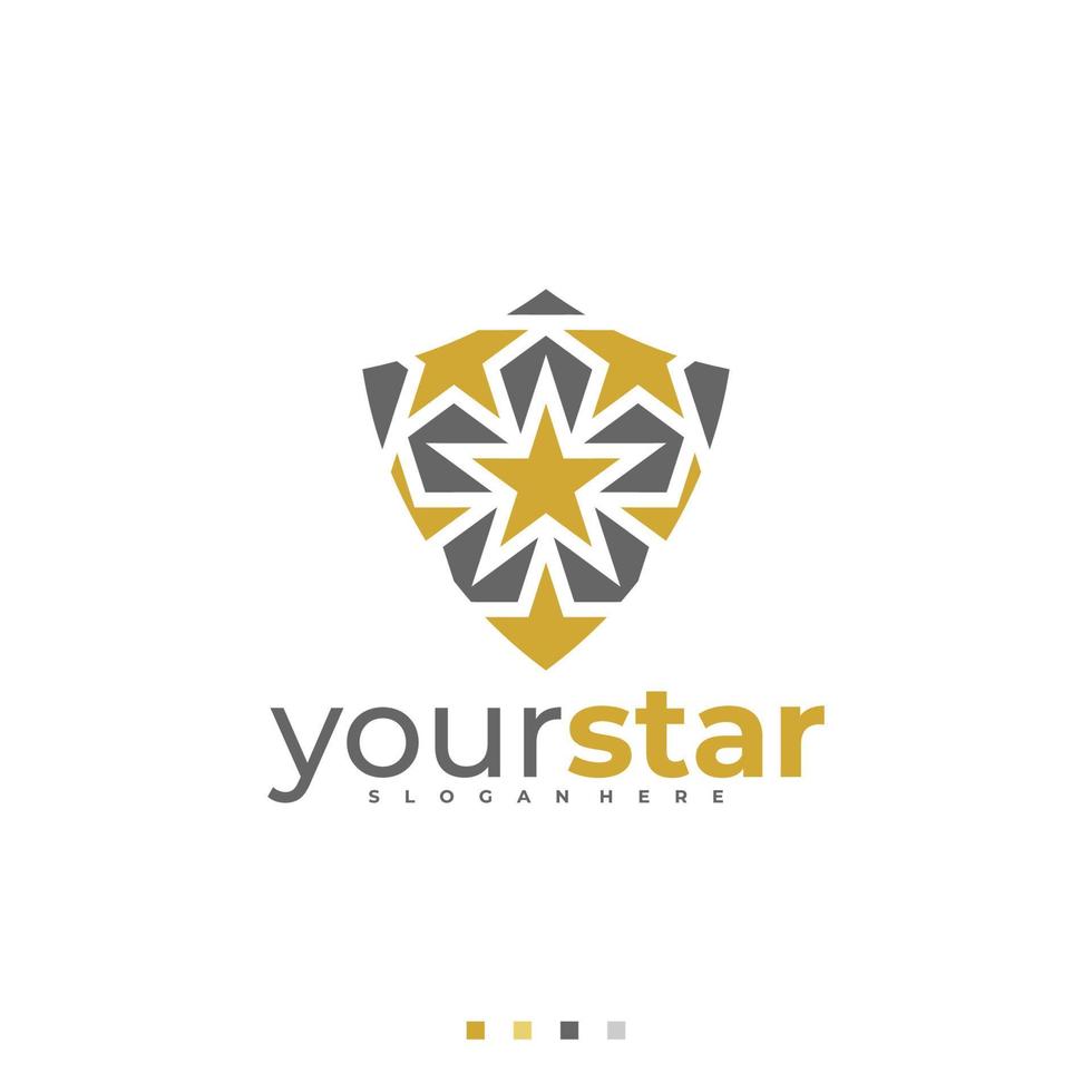 plantilla de vector de logotipo de estrella de escudo, conceptos de diseño de logotipo de estrella creativa