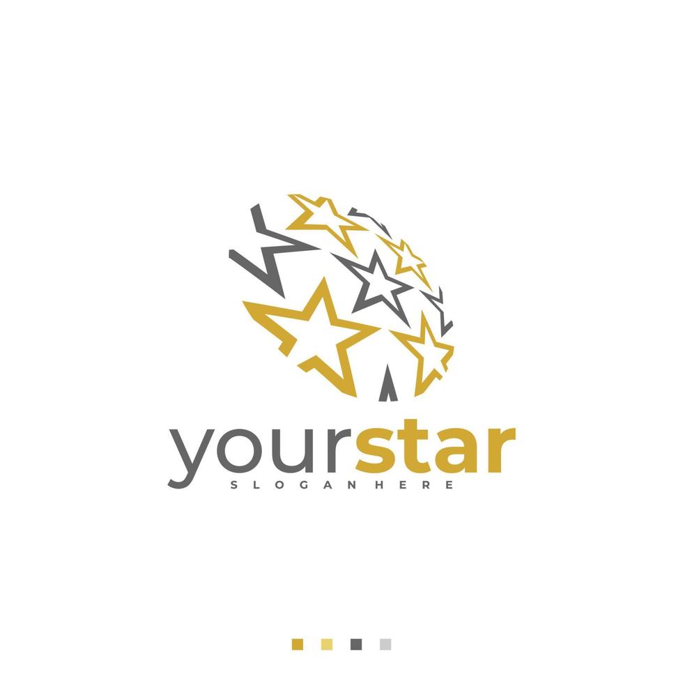 plantilla de vector de logotipo de bola de estrella, conceptos creativos de diseño de logotipo de estrella