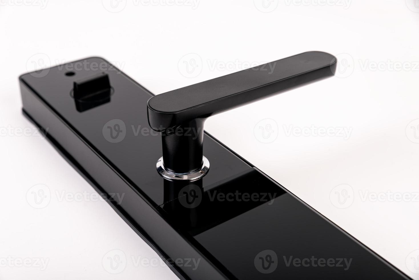 A metal Intelligent lock  made of black paint is locked on a white background photo