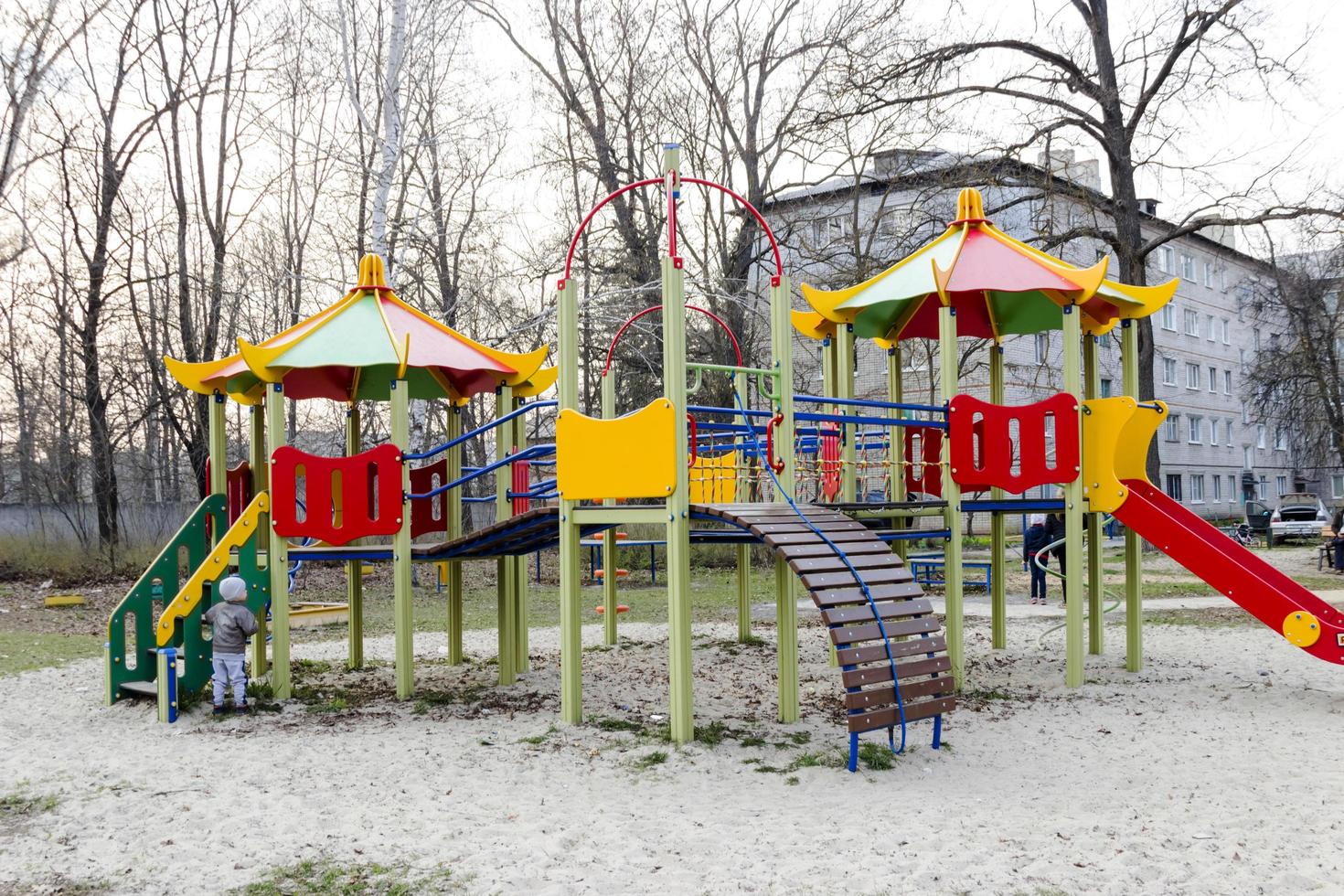 multi-colored slide on the playground photo