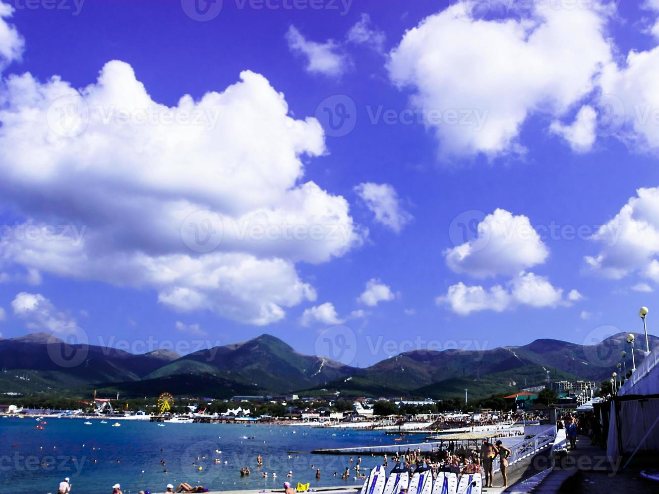 beach on the sea on a bright sunny summer day photo