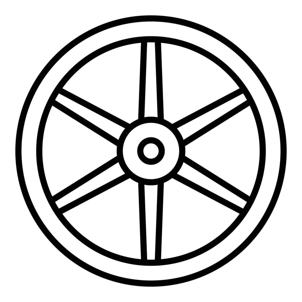 icono de línea de rueda de madera vector