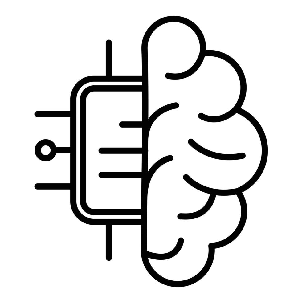 Brain Chip Line Icon vector