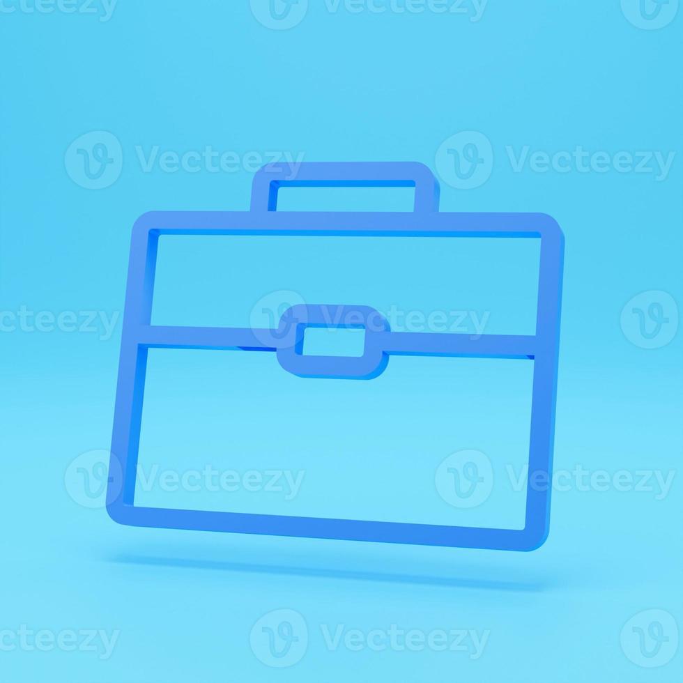 3d render of Portfolio icon isolated on colour background in flat style. Case symbol. Briefcase 3d illustration photo
