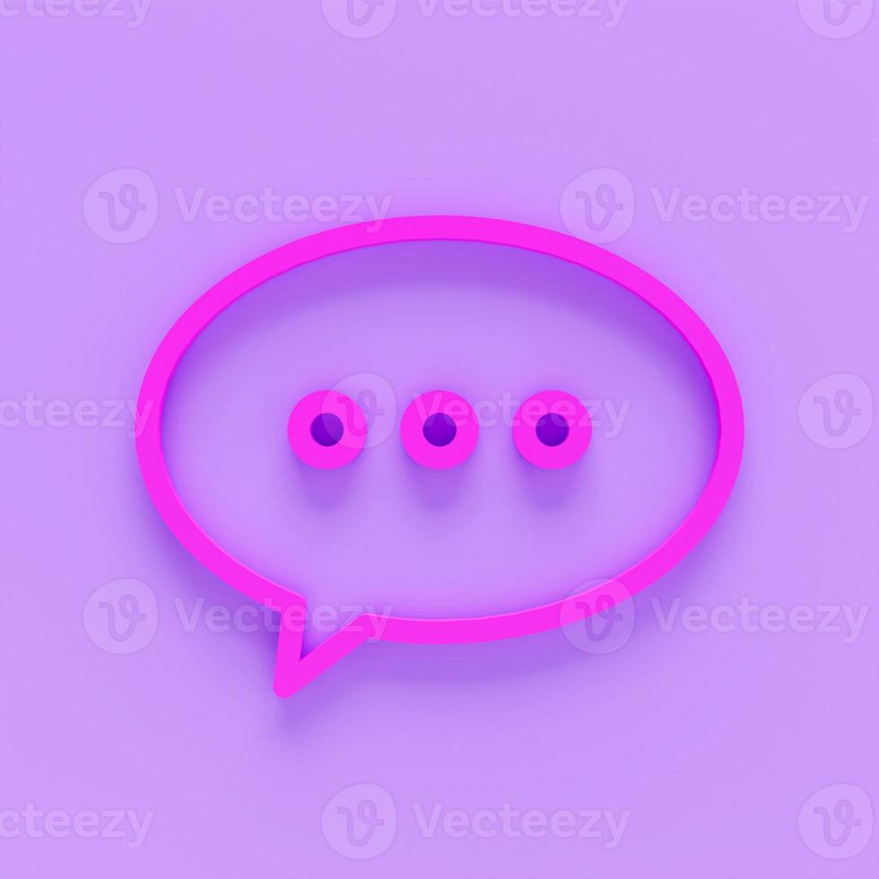 Pink Chat icon isolated on pink background. Speech bubbles symbol. Minimalism concept. 3d illustration 3D render. photo