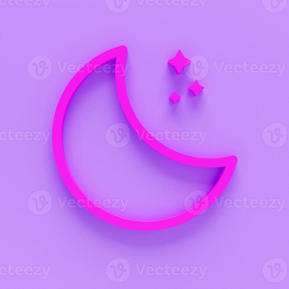 night, Moon and star 3d line flat color icon. Realistic illustration. Pictogram isolated. Top view. Colorful transparent shadow design. photo