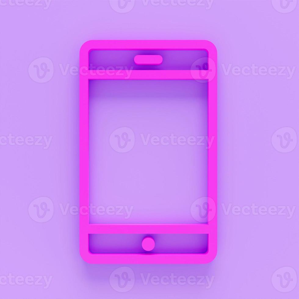 3d render of Mobile phone or smartphone line icon, outline sign, linear style pictogram isolated. 3d render Symbol, logo illustration. Editable stroke. photo