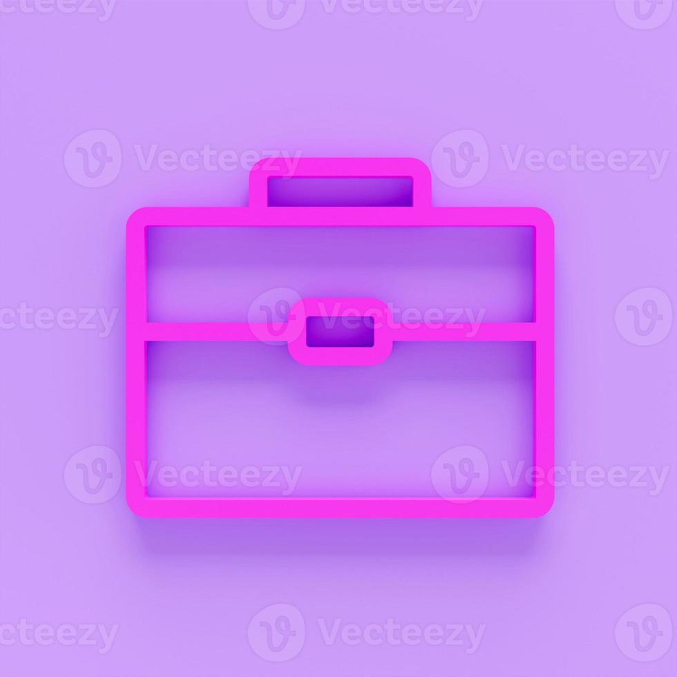 Render 3D del icono de cartera aislado sobre fondo de color en estilo plano. símbolo del caso. Ilustración 3d de maletín foto