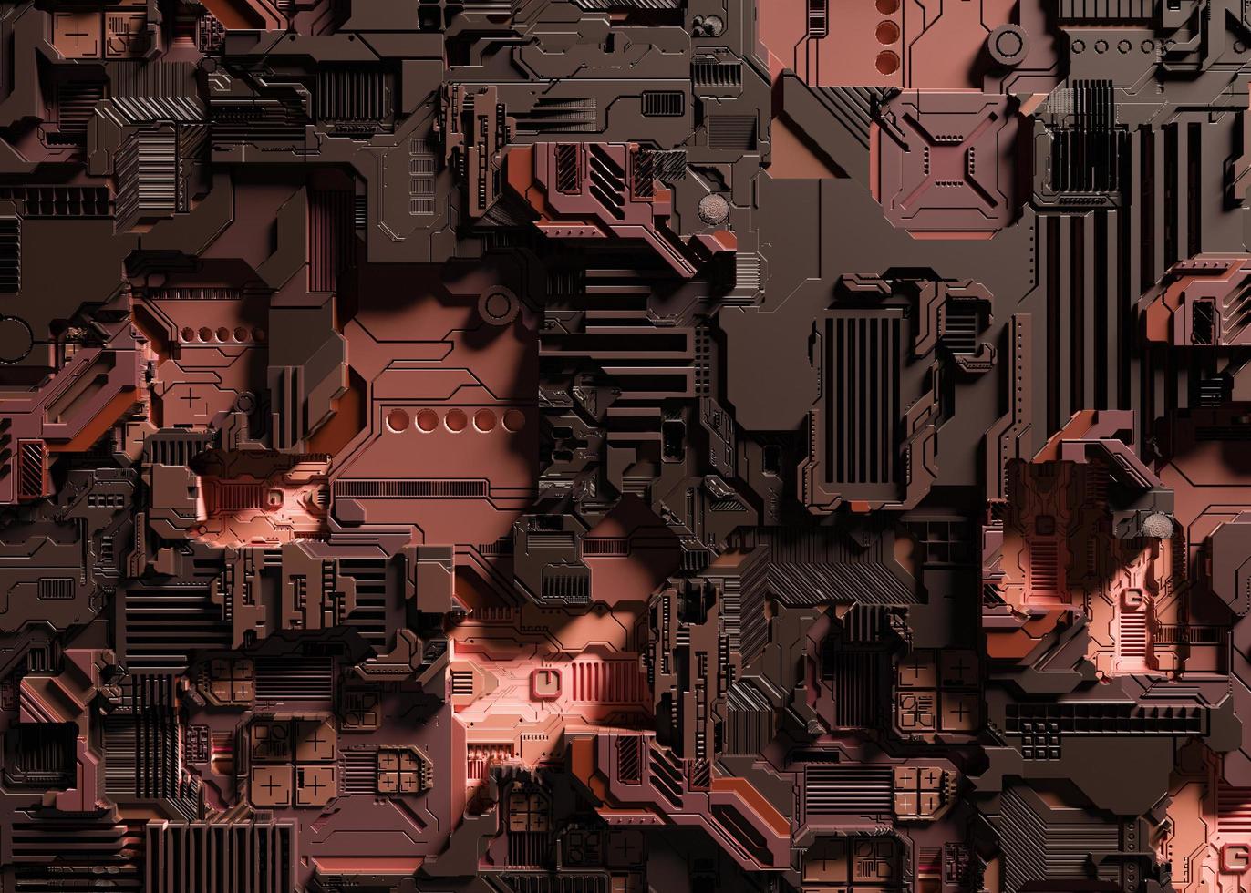 3D rendering of electronic surface sci fi background. photo