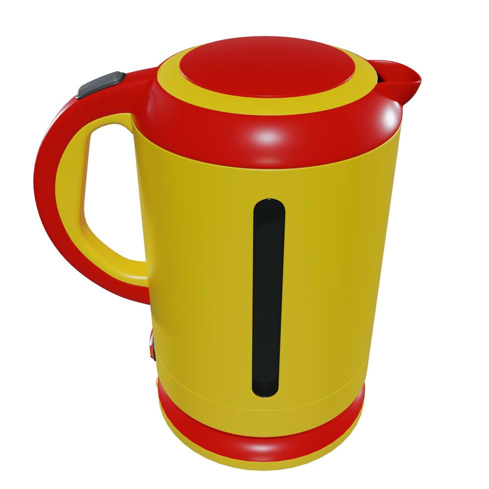Yellow electric kettle on white background. Kitchen equipment photo