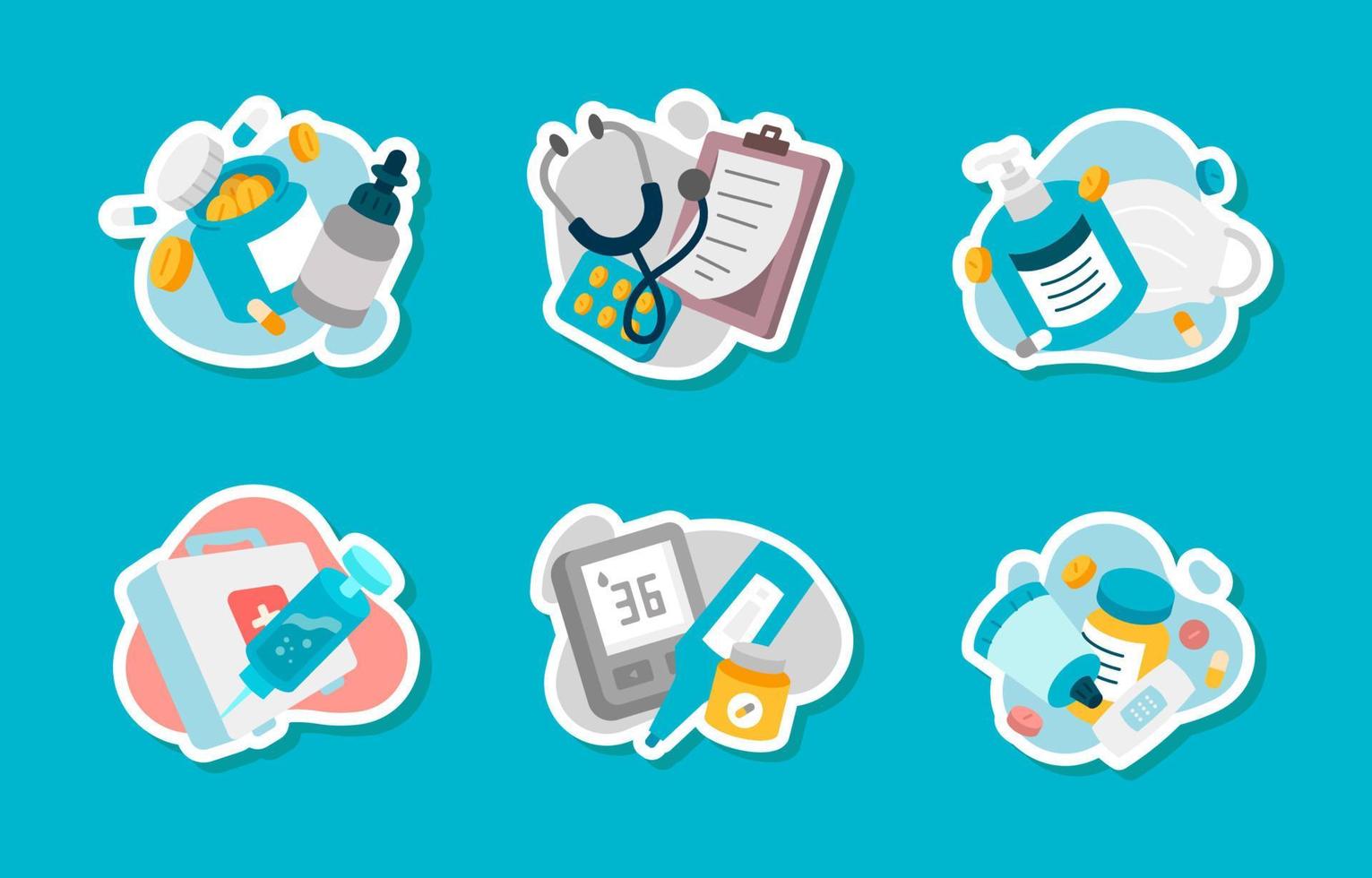 Set of Medical Equipment Stickers vector