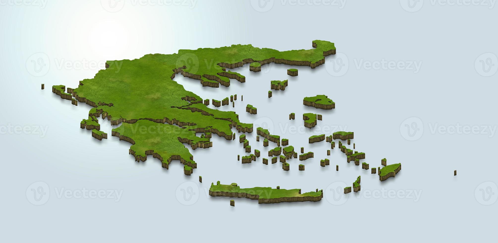 Ilustración de mapa 3D de Grecia foto