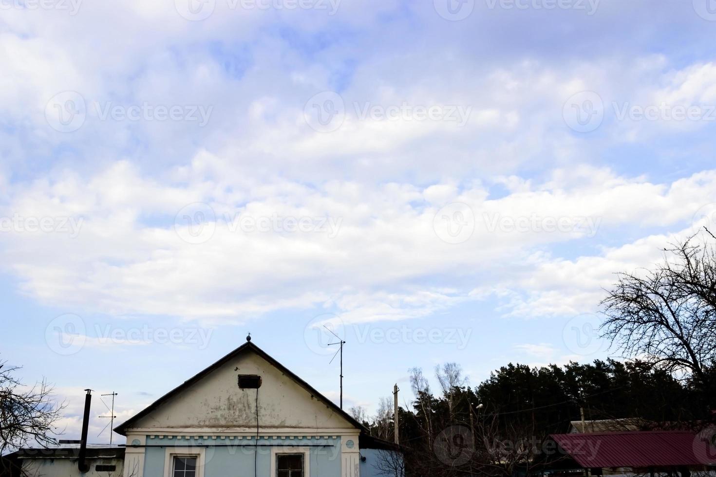 Clouds and blue sky background with copy space photo