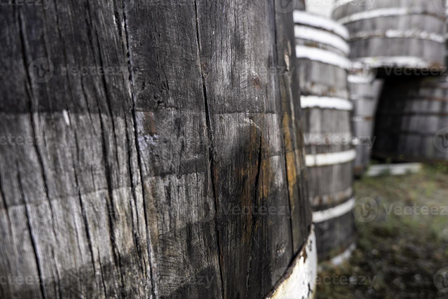 Old rusty wooden barrels photo