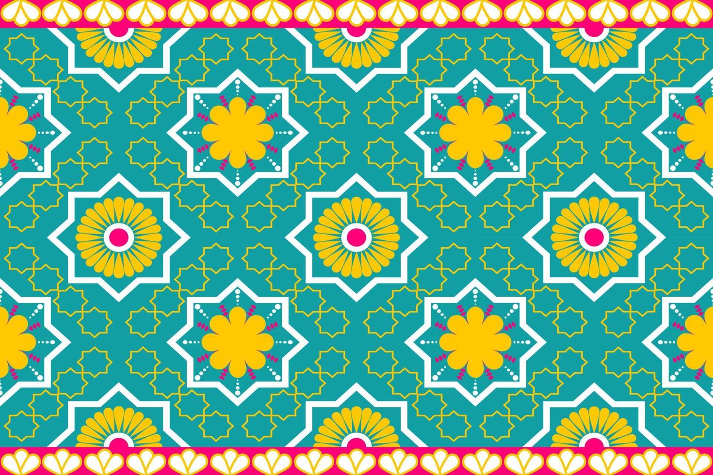 colourful Morocco ethnic motif seamless pattern with nature traditional background Design for carpet, wallpaper, clothing, wrapping, batik, fabric,Vector illustration embroidery style. vector