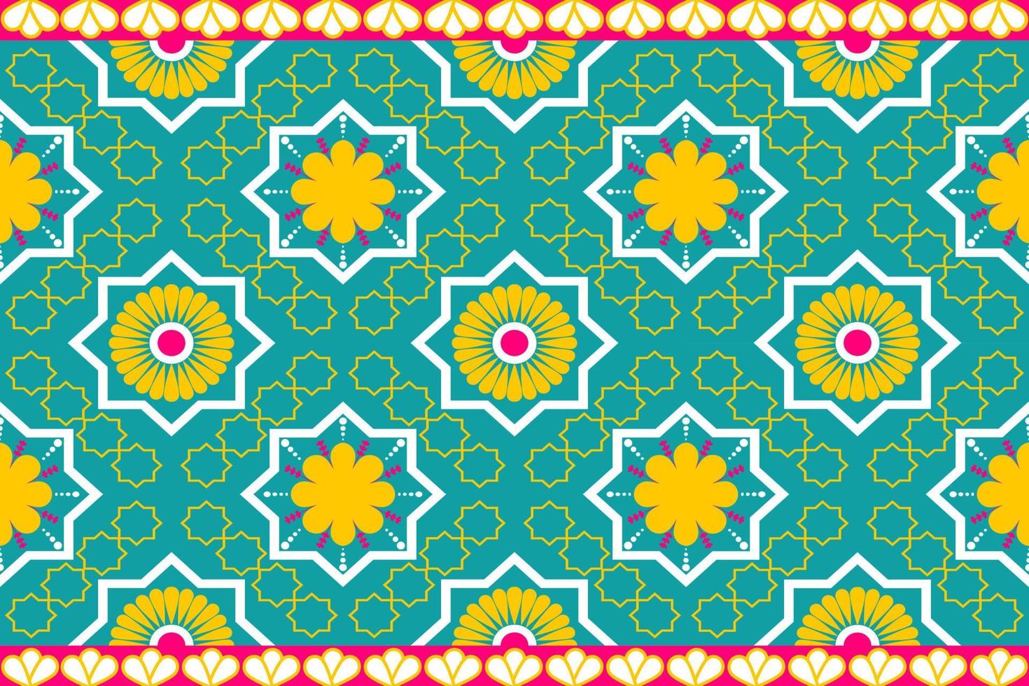 colourful Morocco ethnic motif seamless pattern with nature traditional background Design for carpet, wallpaper, clothing, wrapping, batik, fabric,Vector illustration embroidery style. vector