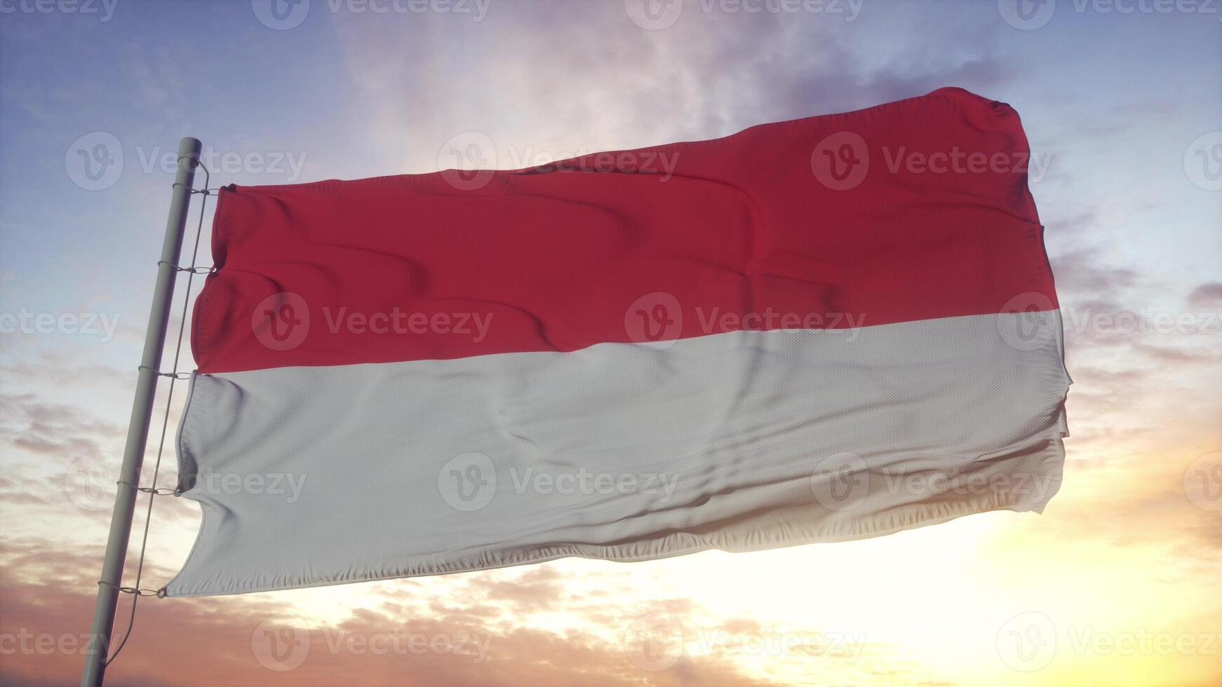 The national flag of Indonesia flutters in the wind. 3d rendering photo