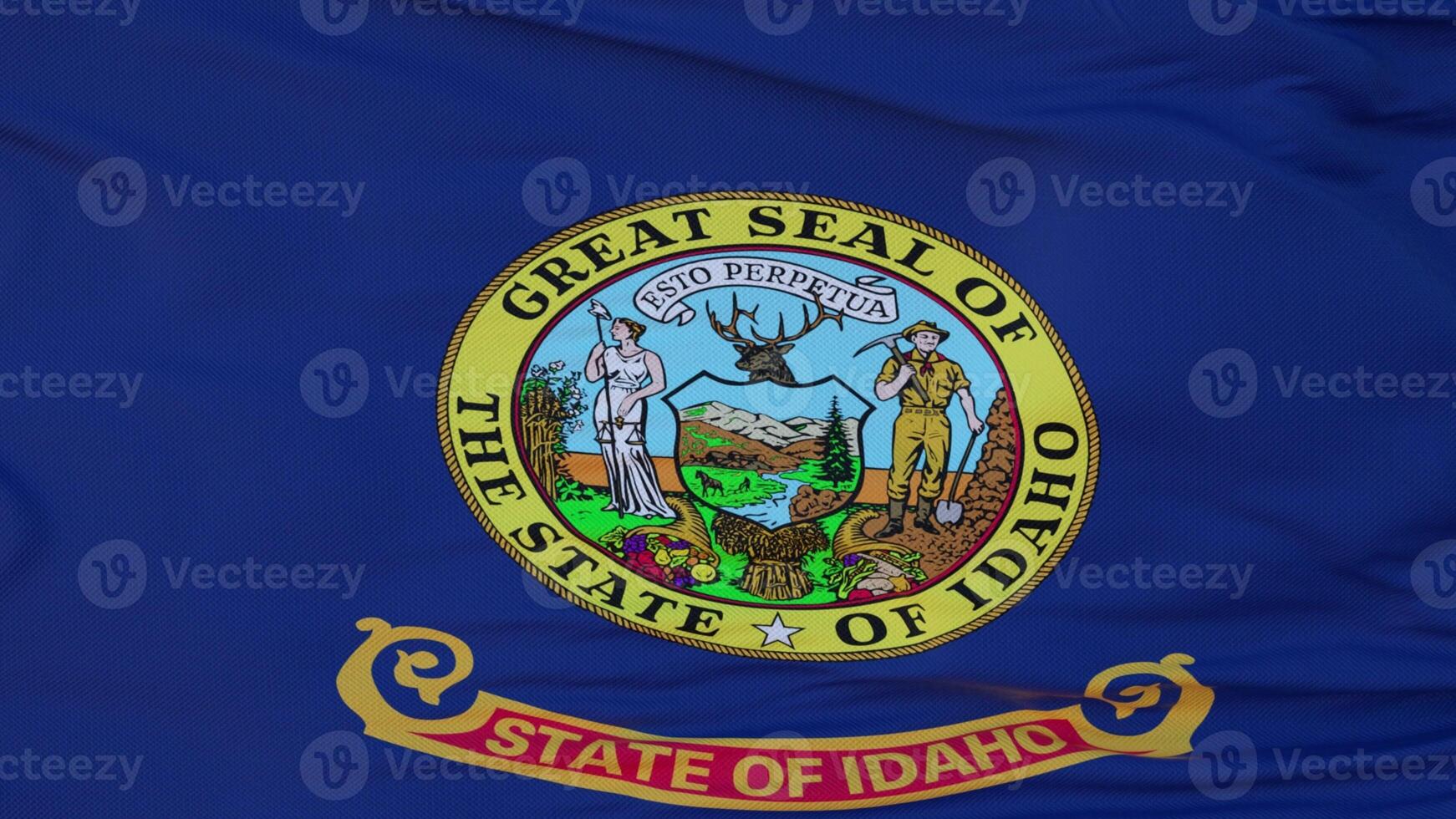 Flag of Idaho state, region of the United States, waving at wind. 3d rendering photo