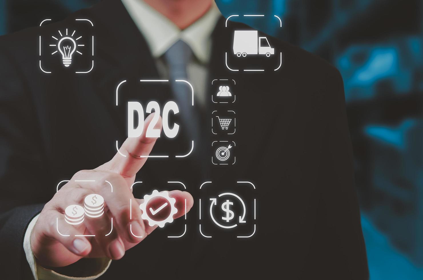 Direct to Consumer D2C virtual screen Internet Business big data Technology  Concept. 6171424 Stock Photo at Vecteezy