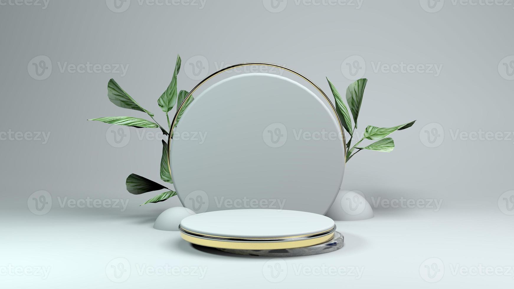 3D Podium with Plant for product presentation photo