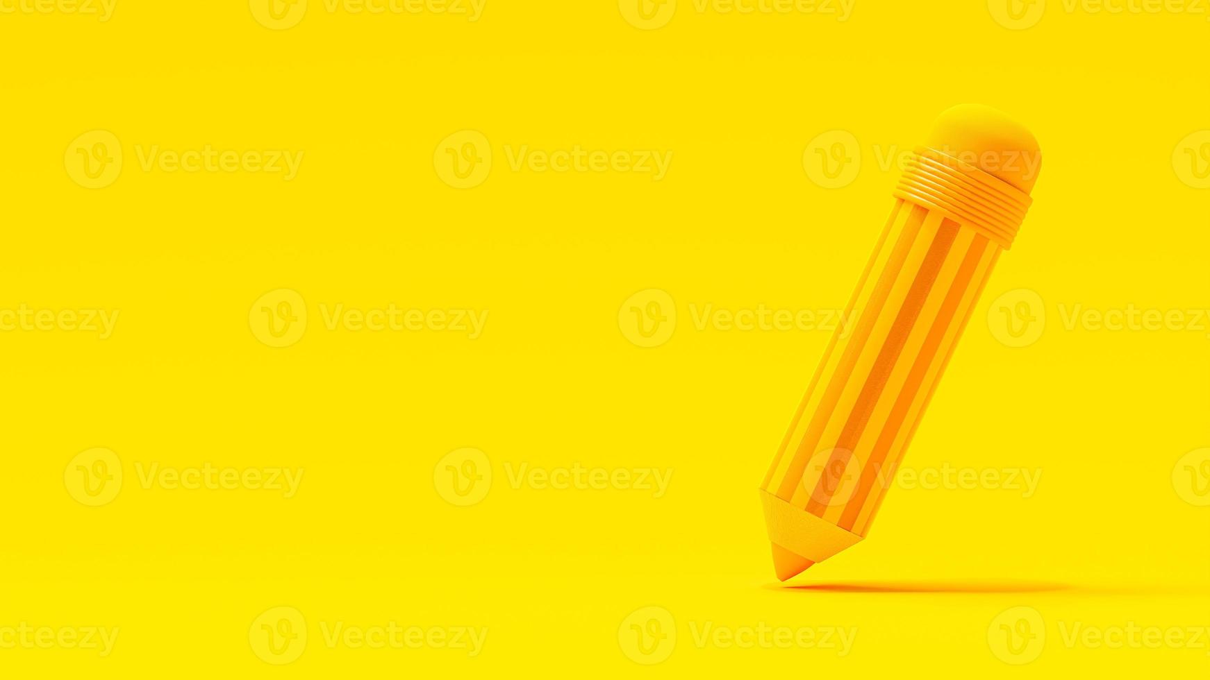 Pencil on Yellow background. minimal idea concept, 3D Render. photo