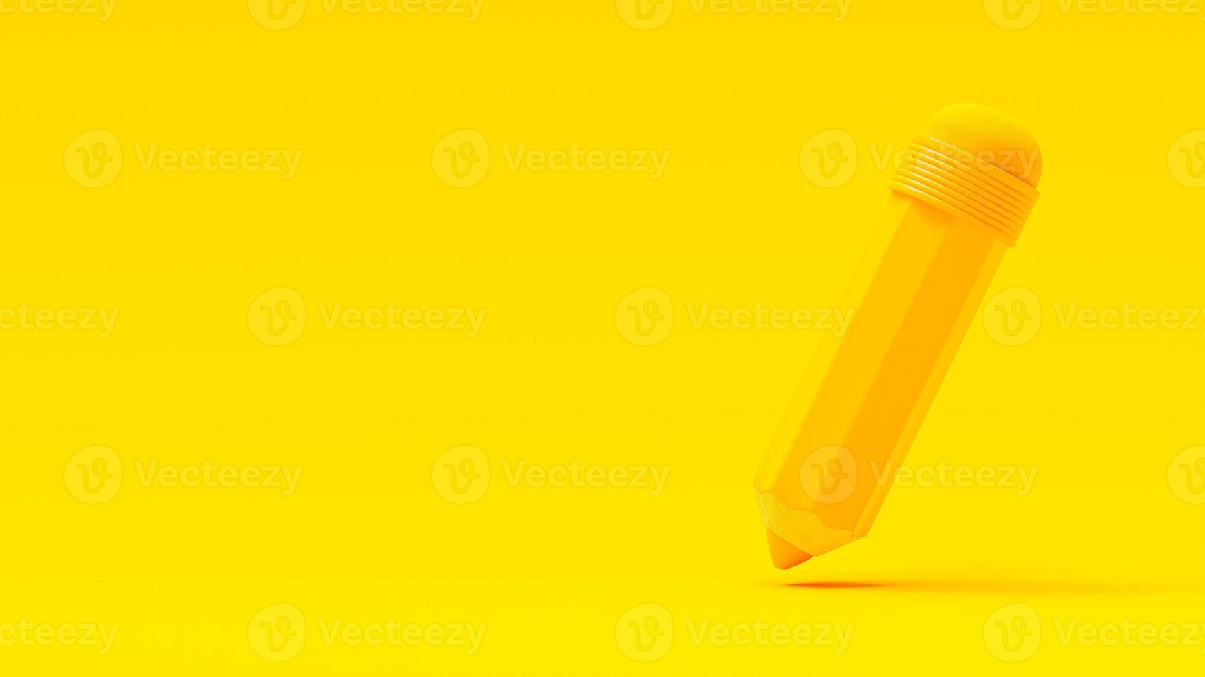 lápiz sobre fondo amarillo. concepto de idea mínima, presentación 3d. foto