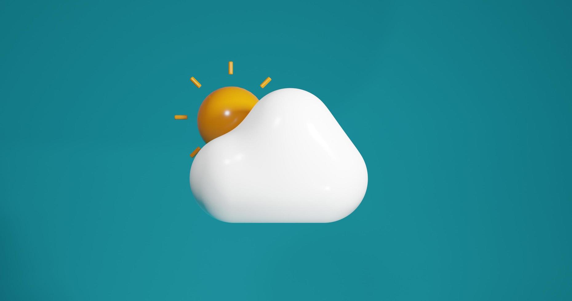 Cloud and sun weather icons. 3D rendering photo