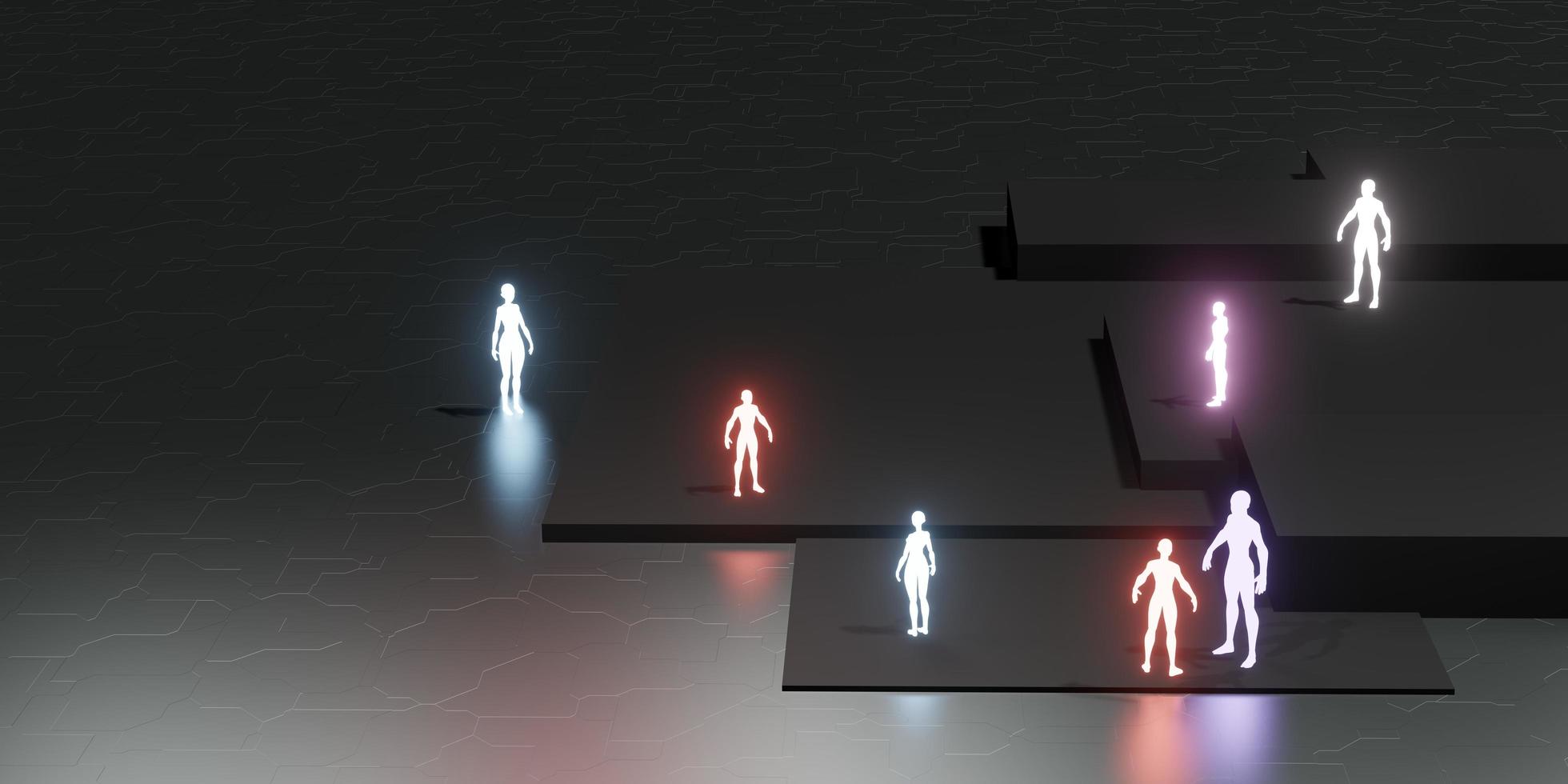VR camera in virtual reality sandbox and Metaverse world Metaverse avatars and people photo