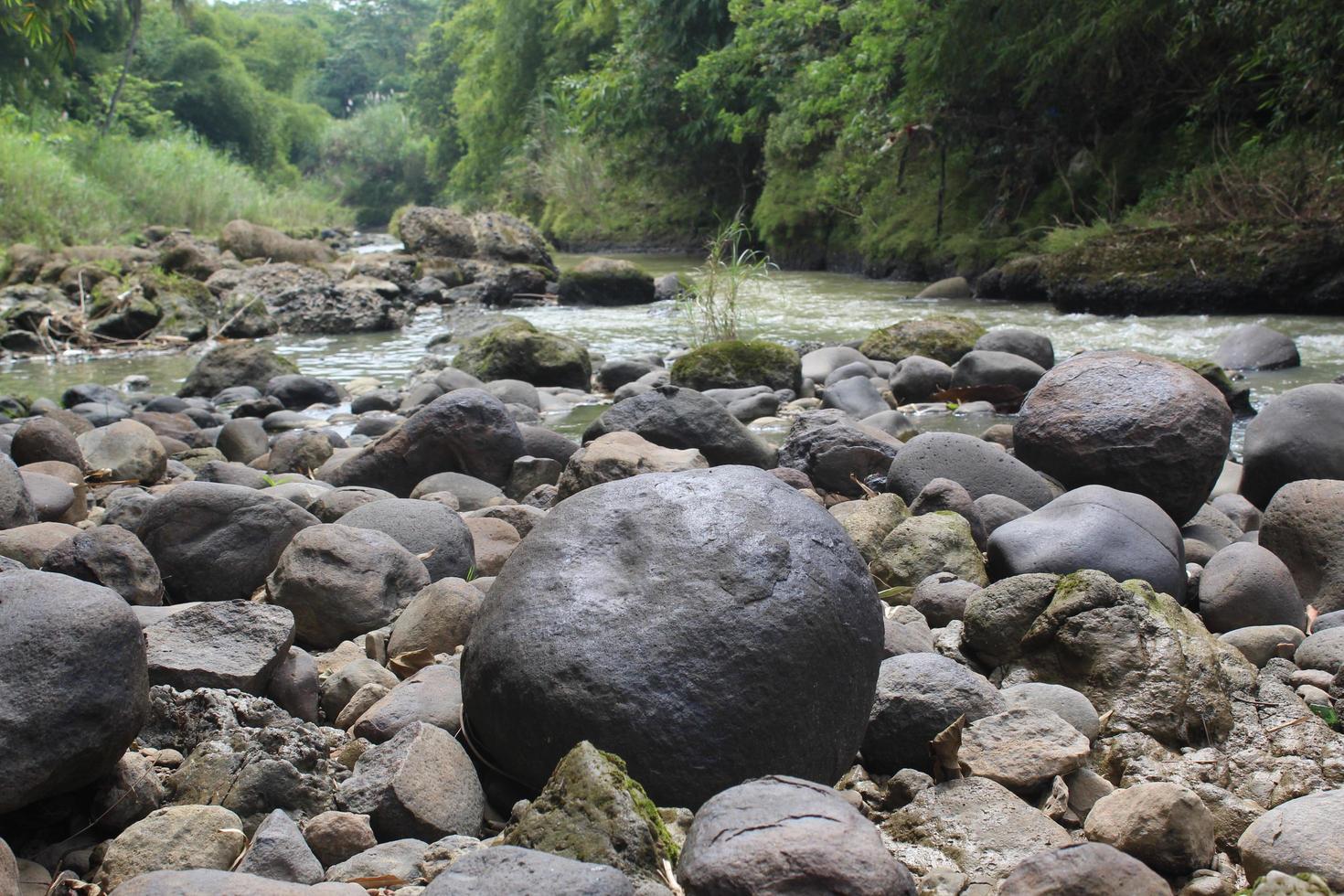 river rock on the edge photo