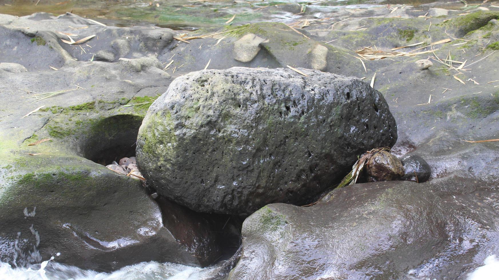 big rock by the river photo