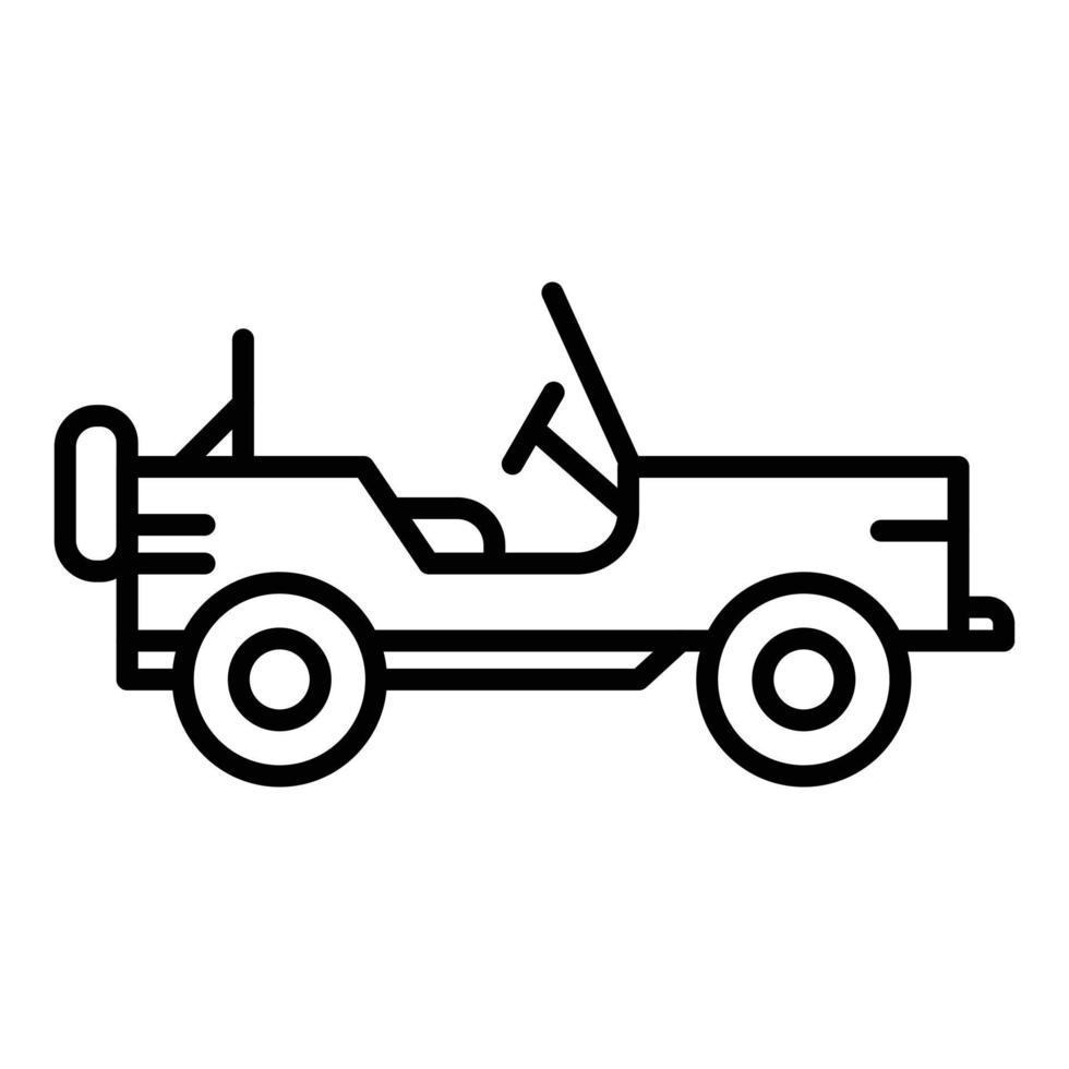 icono de línea de coche del ejército vector