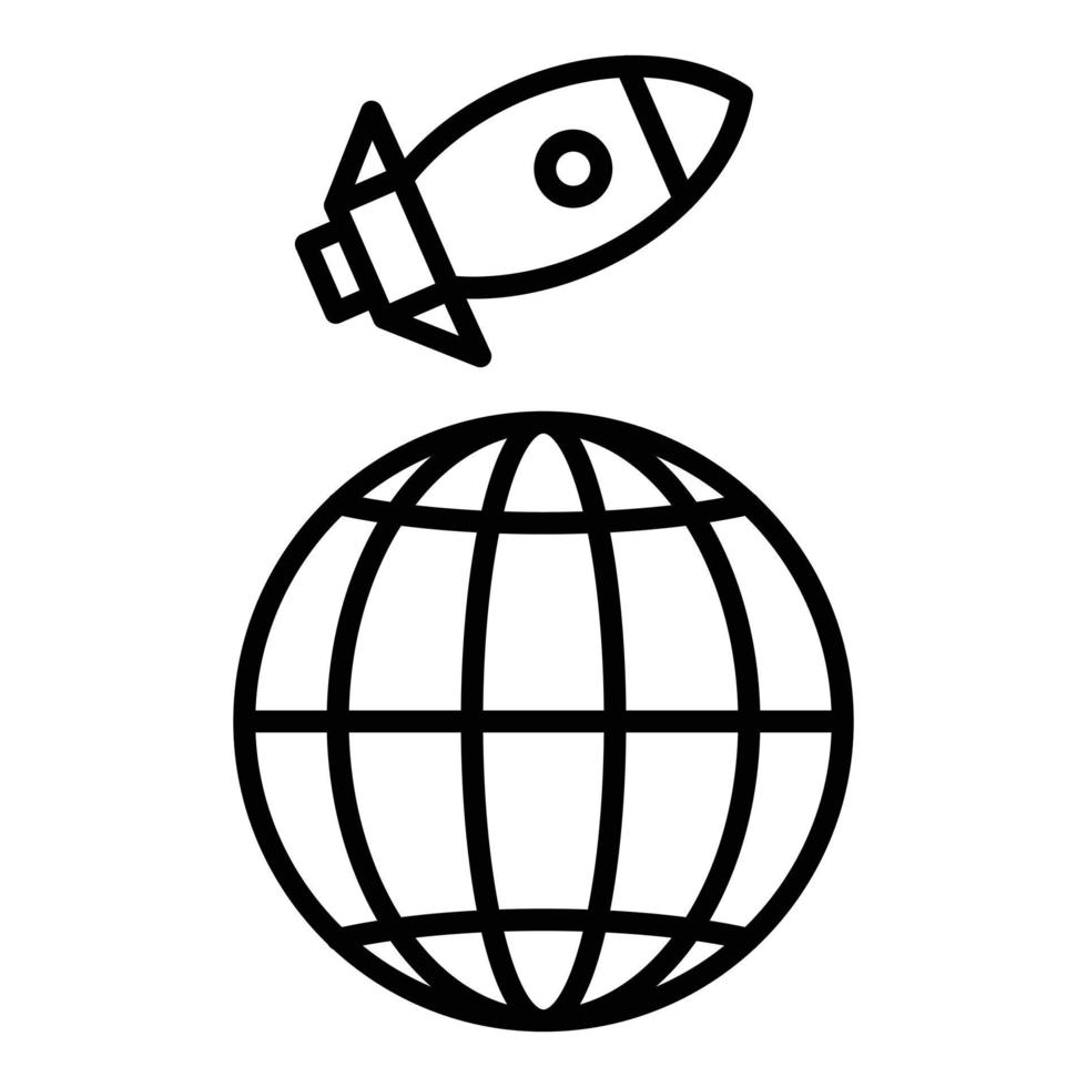 Rocket Earth Line Icon vector