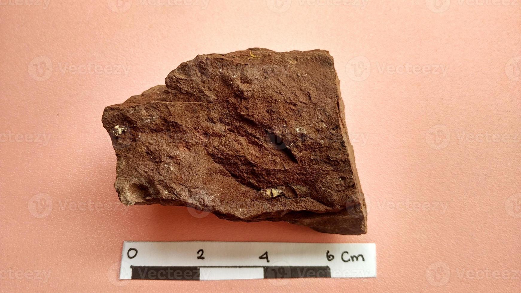 Limestone red clay sedimentary rock samples, deposited in marine, from melange zone Karangsambung, Indonesia. photo